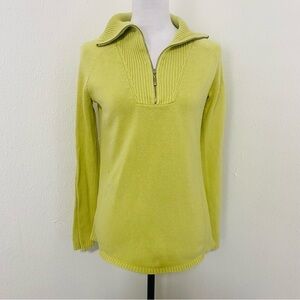 Eddie Bauer Seattle USA Lime Green Half Zip Long Sleeve Sweater Size Medium EUC